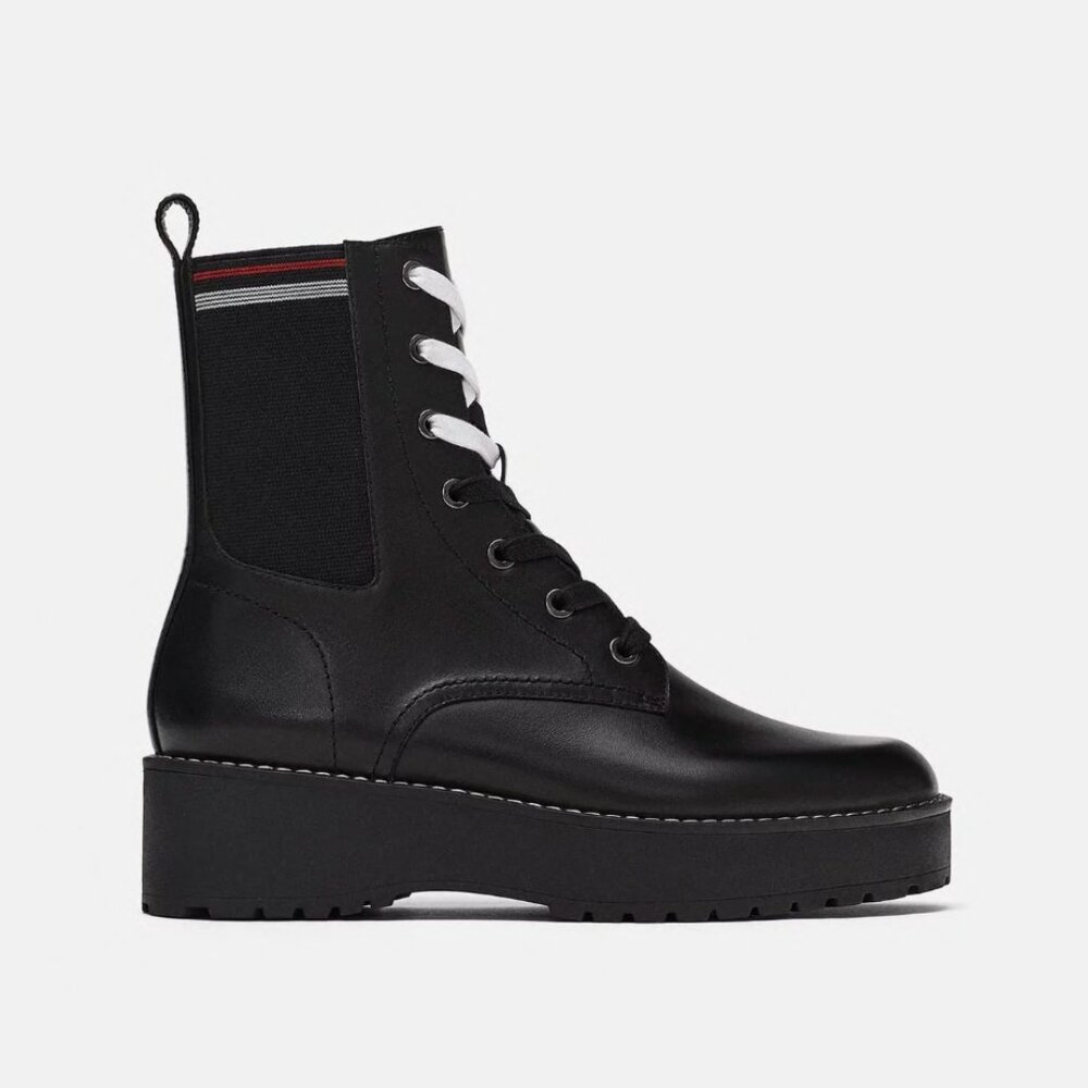 Zara Real Leather Combat Boots